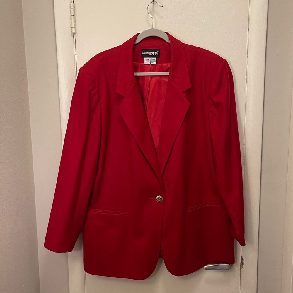 Sag Harbor Woman Size 20W Red Wool Blazer